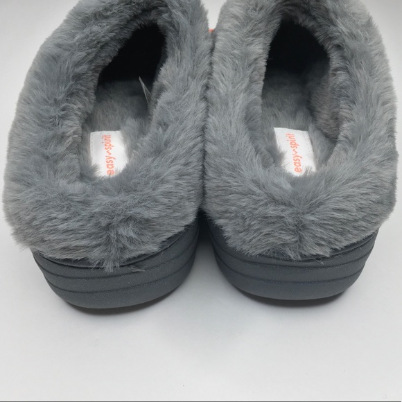 Easy Spirit Ultra Lightweight Faux Fur Slippers Indoor/outdoor Gray Size S 5-6 - Picture 4 of 7